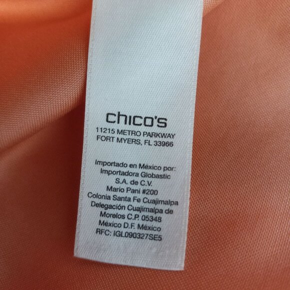 Chicos Size 2 Large Blouse Womens Orange No Iron Cotton - Picture 8 of 12